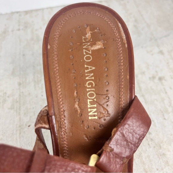 ENZO ANGIOLINI Women's Heels Sz 8.5 Leather Brown Stappy - Picture 6 of 15